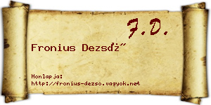 Fronius Dezső névjegykártya